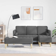Dunkelgraues L-Form Ecksofa mit Stoffbezug