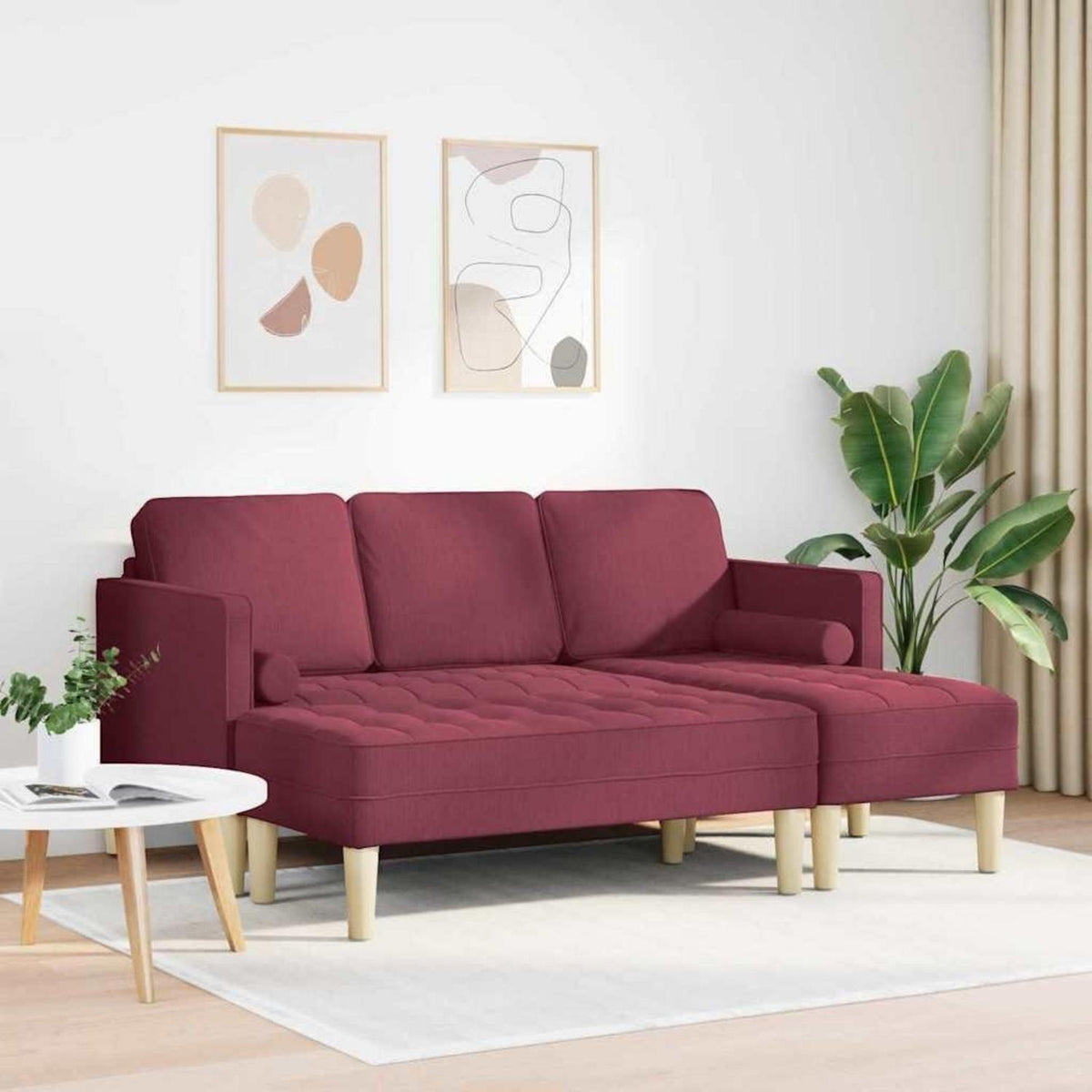 L-förmiges Ecksofa Weinrot, Stoffsofa 173x131x67cm