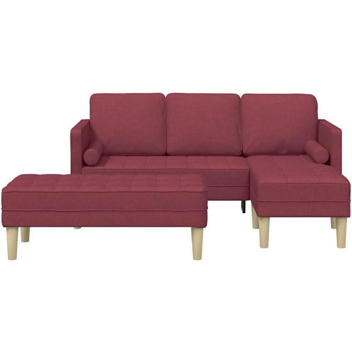 L-förmiges Ecksofa Weinrot, Stoffsofa 173x131x67cm