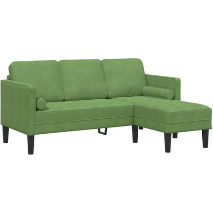 Ecksofa L-Form Hellgrün Samt 173x131x67 cm Wasserdicht