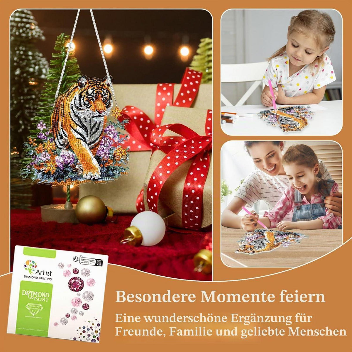 5D Diamantmalerei Fensterbild Tiger Grün Suncatcher Bausatz