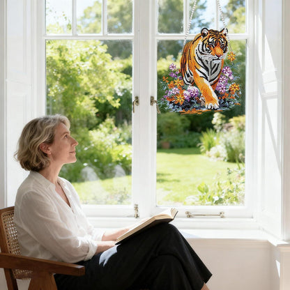 5D Diamantmalerei Fensterbild Tiger Grün Suncatcher Bausatz