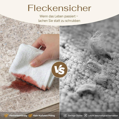Waschbarer Wohnzimmerteppich Beige 300x400cm Kurzflor