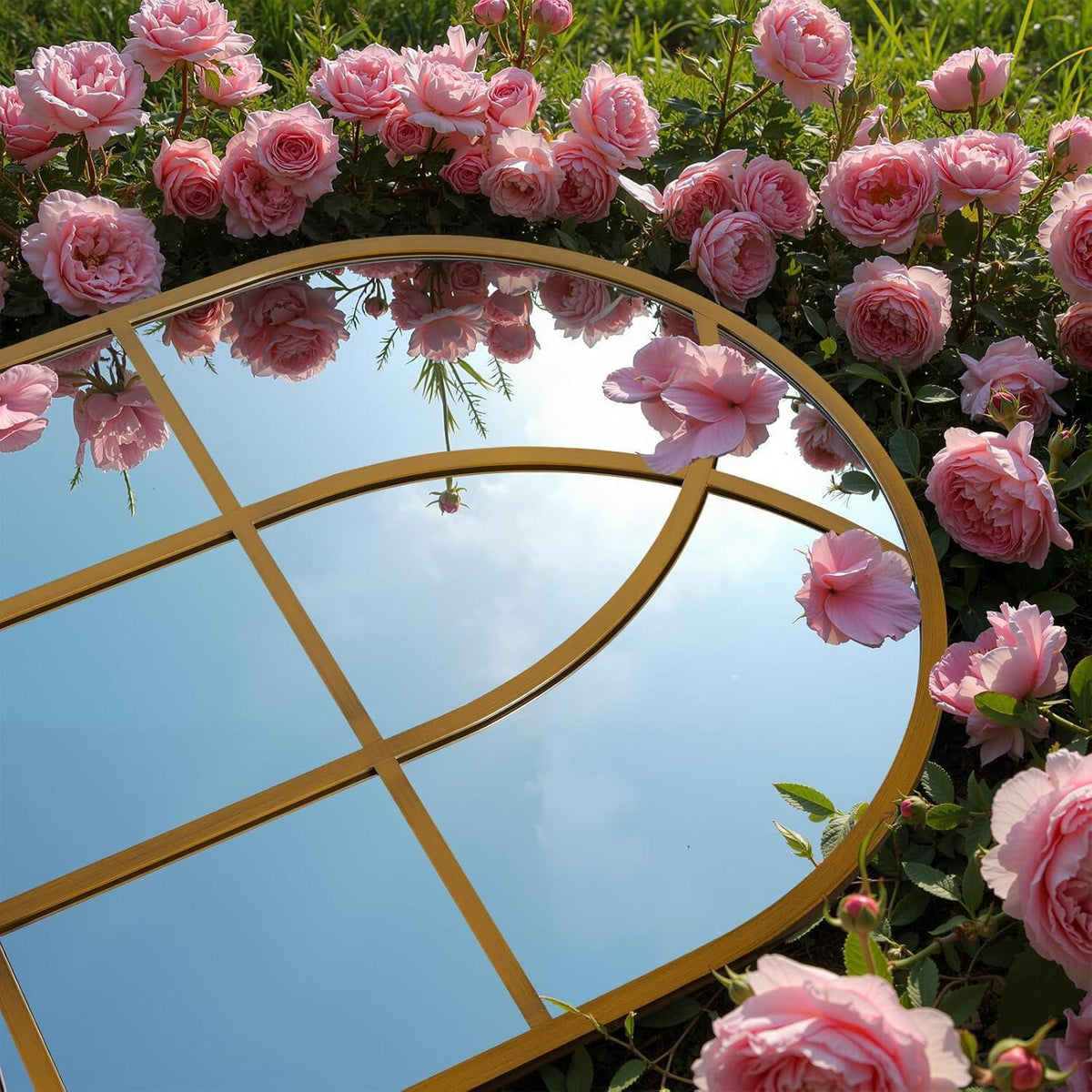 Gotischer Bogenspiegel 60x90 cm – Wandspiegel für Garten & Wohnzimmer