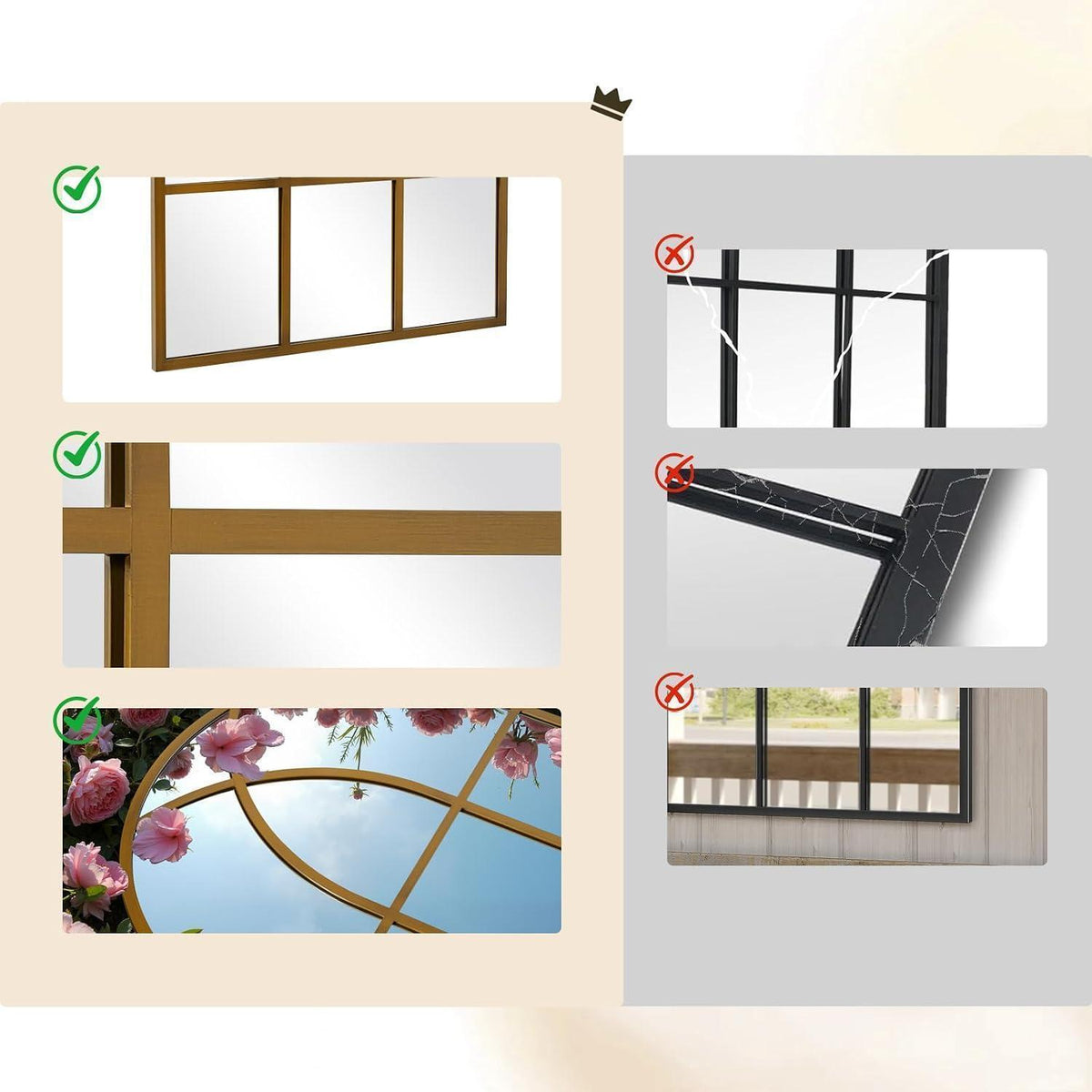 Gotischer Bogenspiegel 60x90 cm – Wandspiegel für Garten & Wohnzimmer
