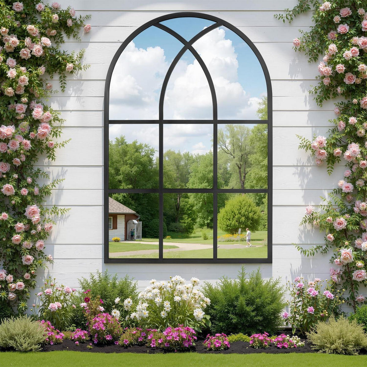 Gotischer Bogenspiegel 75x100cm - Wandspiegel für Garten & Wohnzimmer