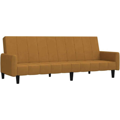 Schlafsofa 2-Sitzer Braun – Samt Bettcouch mit Schlaffunktion