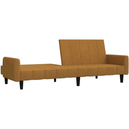 Schlafsofa 2-Sitzer Braun – Samt Bettcouch mit Schlaffunktion