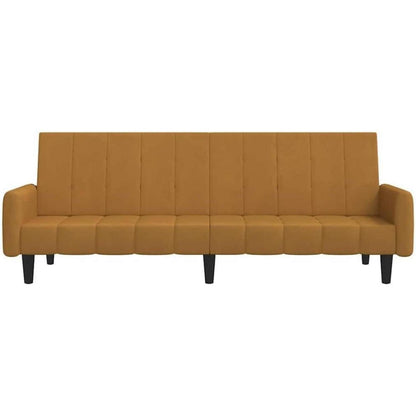 Schlafsofa 2-Sitzer Braun – Samt Bettcouch mit Schlaffunktion
