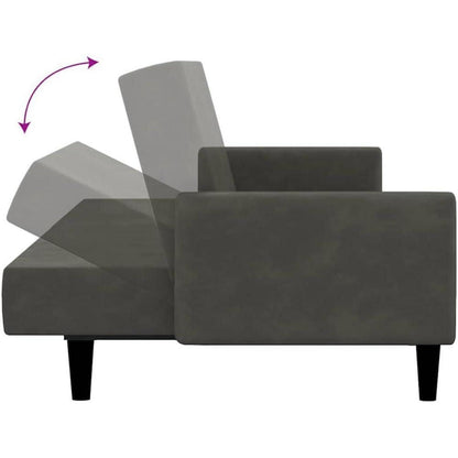 Schlafsessel Dunkelgrau Samt – 2-Sitzer Klappsofa mit Bettfunktion