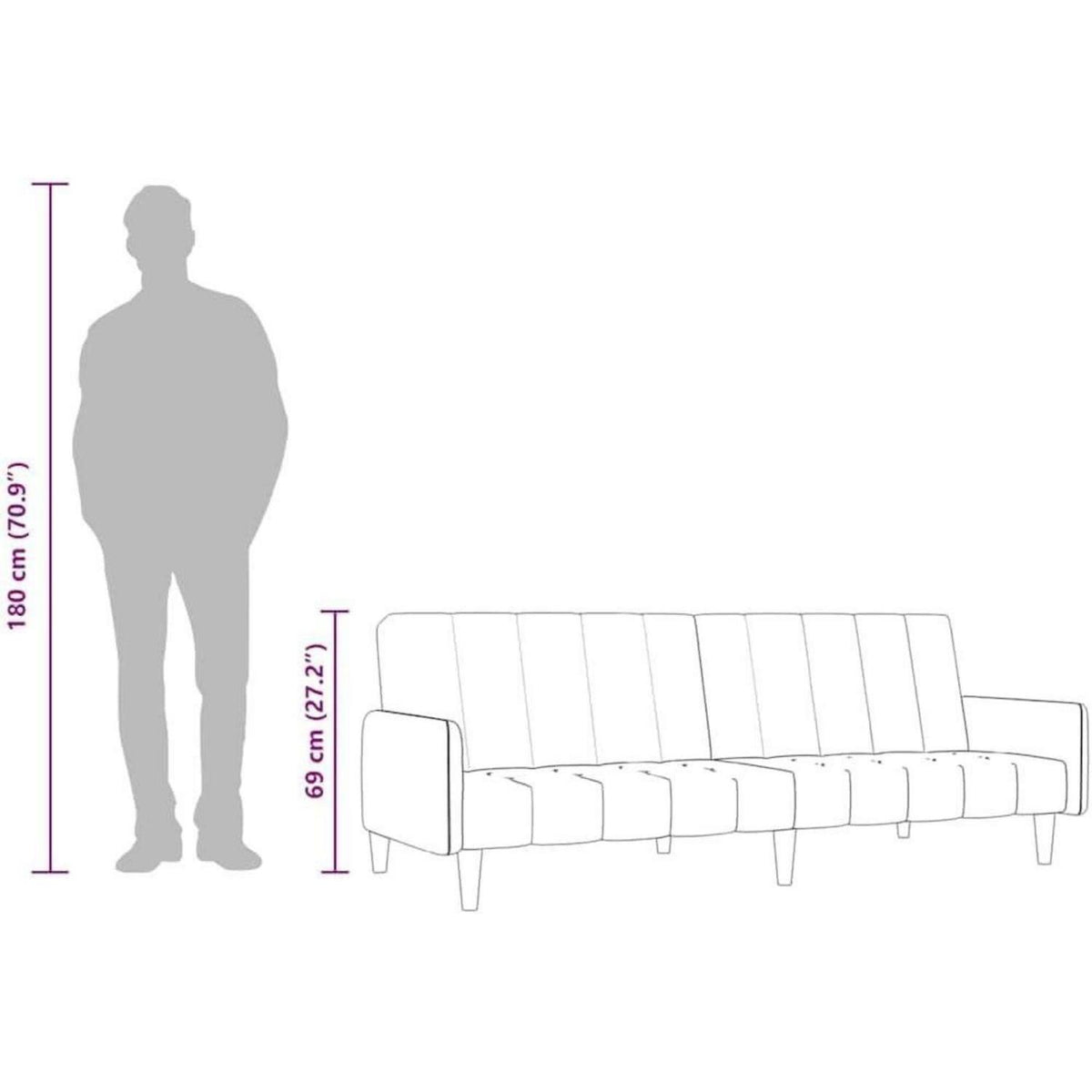Schlafsessel Dunkelgrau Samt – 2-Sitzer Klappsofa mit Bettfunktion