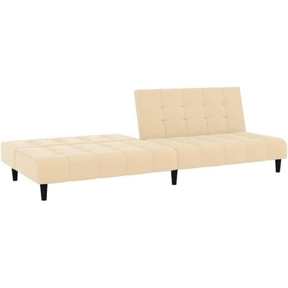 Klappbares Schlafsofa 2-Sitzer Creme Samt – Wohnzimmer Bettsofa