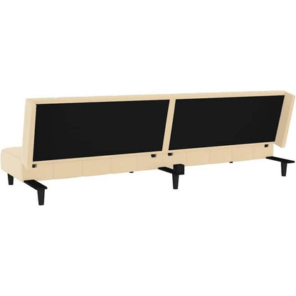 Klappbares Schlafsofa 2-Sitzer Creme Samt – Wohnzimmer Bettsofa