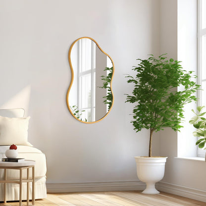 Asymmetrischer Wandspiegel Gold 40x65cm – Moderner Deko Spiegel