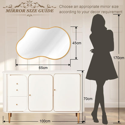 Asymmetrischer Wandspiegel Gold 40x65cm – Moderner Deko Spiegel