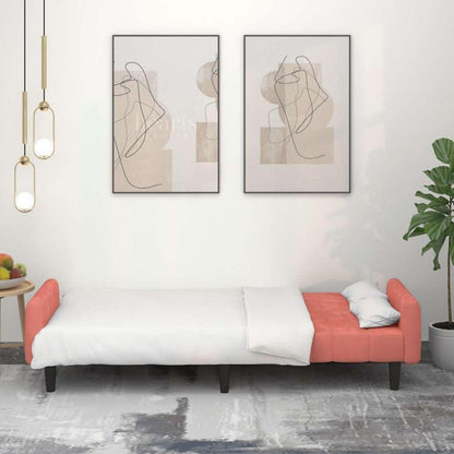 Klappbares Schlafsofa Rosa Samt – 2-Sitzer Bettsofa für Wohnzimmer