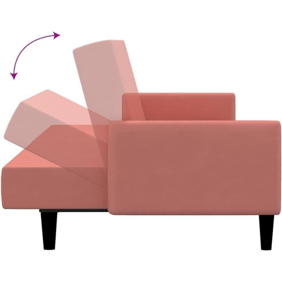 Klappbares Schlafsofa Rosa Samt – 2-Sitzer Bettsofa für Wohnzimmer
