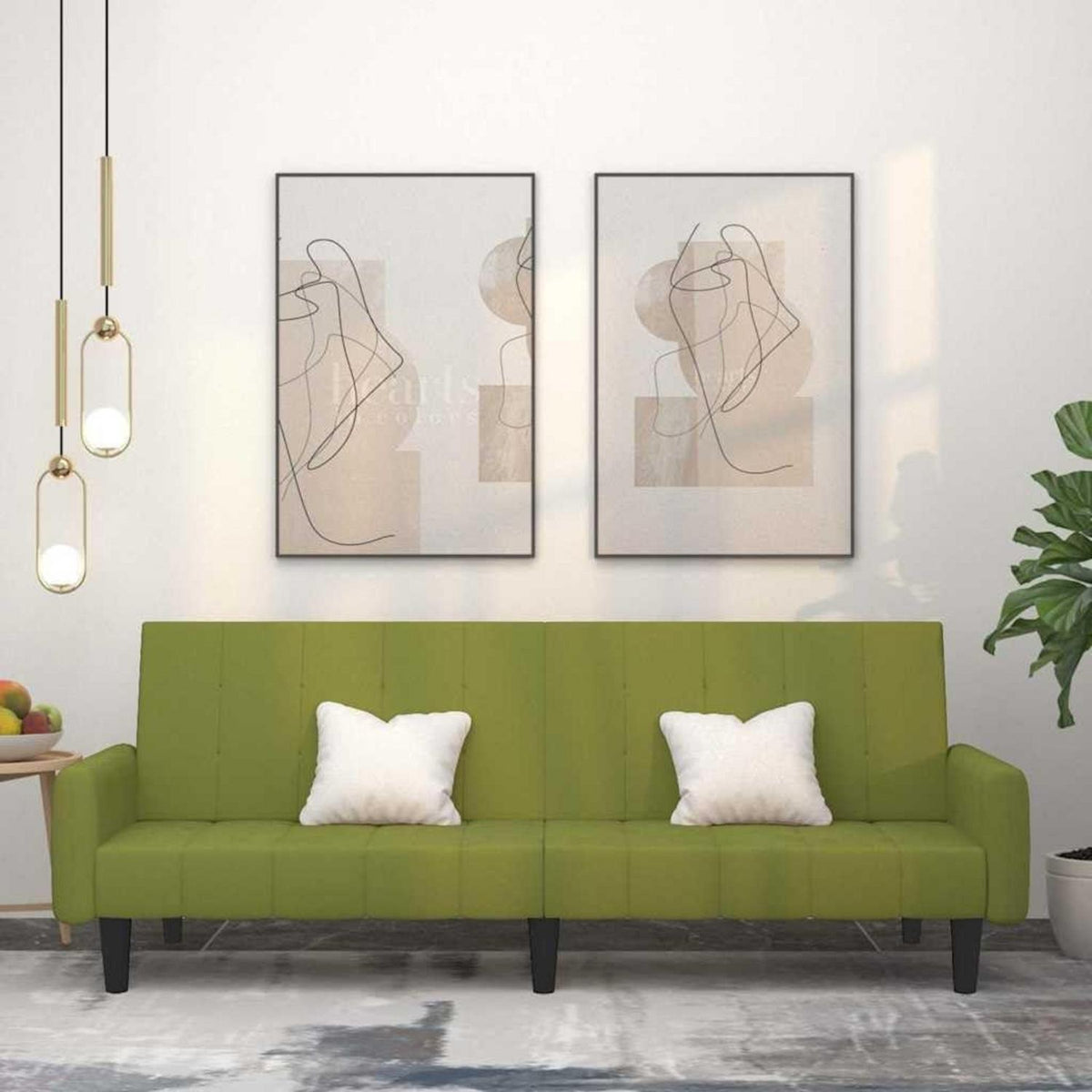 Klappbares Schlafsofa 2-Sitzer, Hellgrün Samt, Bettsofa für Wohnzimmer