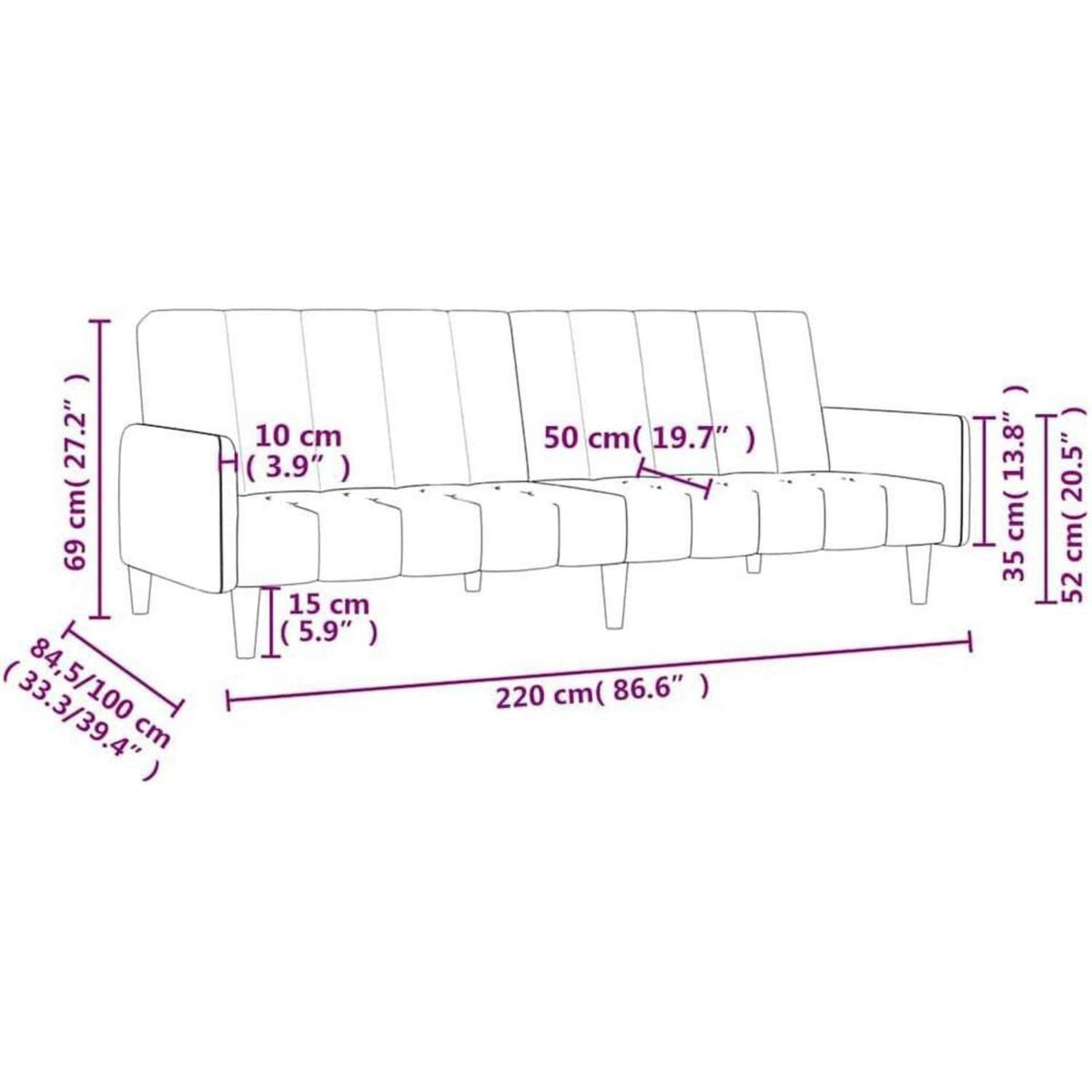 Klappbares Schlafsofa 2-Sitzer, Hellgrün Samt, Bettsofa für Wohnzimmer