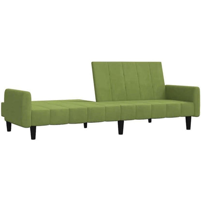 Klappbares Schlafsofa 2-Sitzer, Hellgrün Samt, Bettsofa für Wohnzimmer