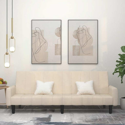Schlafsessel Creme Samt – 2-Sitzer Klappsofa mit Bettfunktion