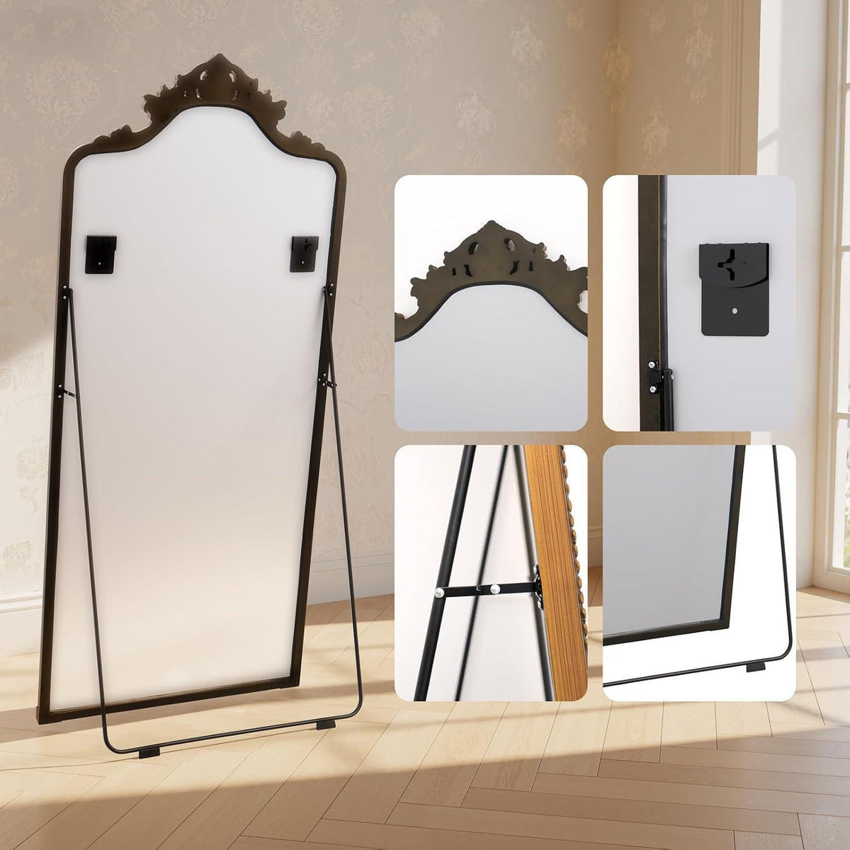 Vintage Standspiegel Goldfarben – 175 x 70 cm, Ganzkörper