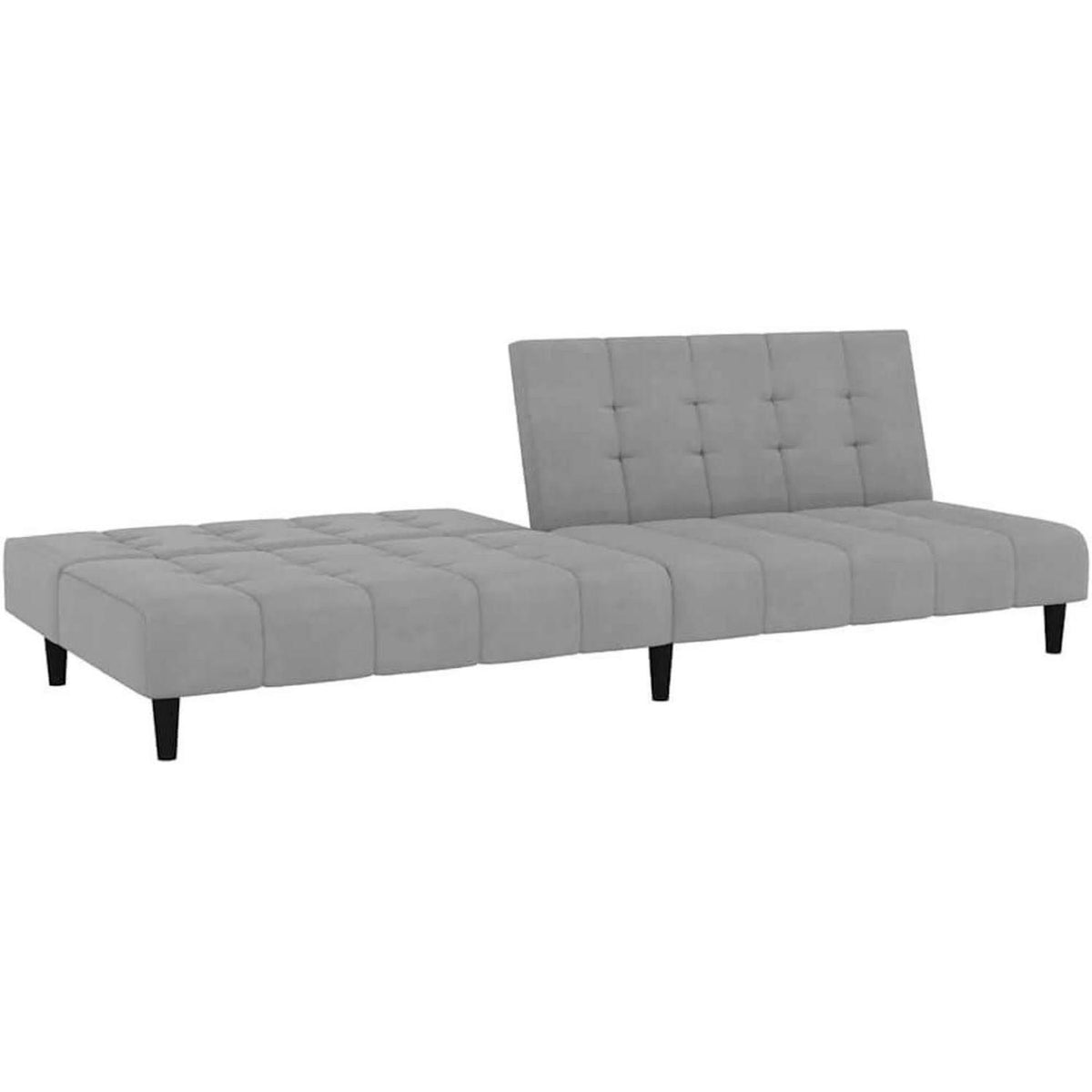 Schlafsofa 2-Sitzer, Hellgrau Samt, Bettcouch für Wohnungen