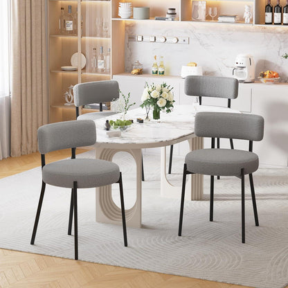 Esszimmerstühle Set 4 – Bequeme Bouclé Stühle Grau