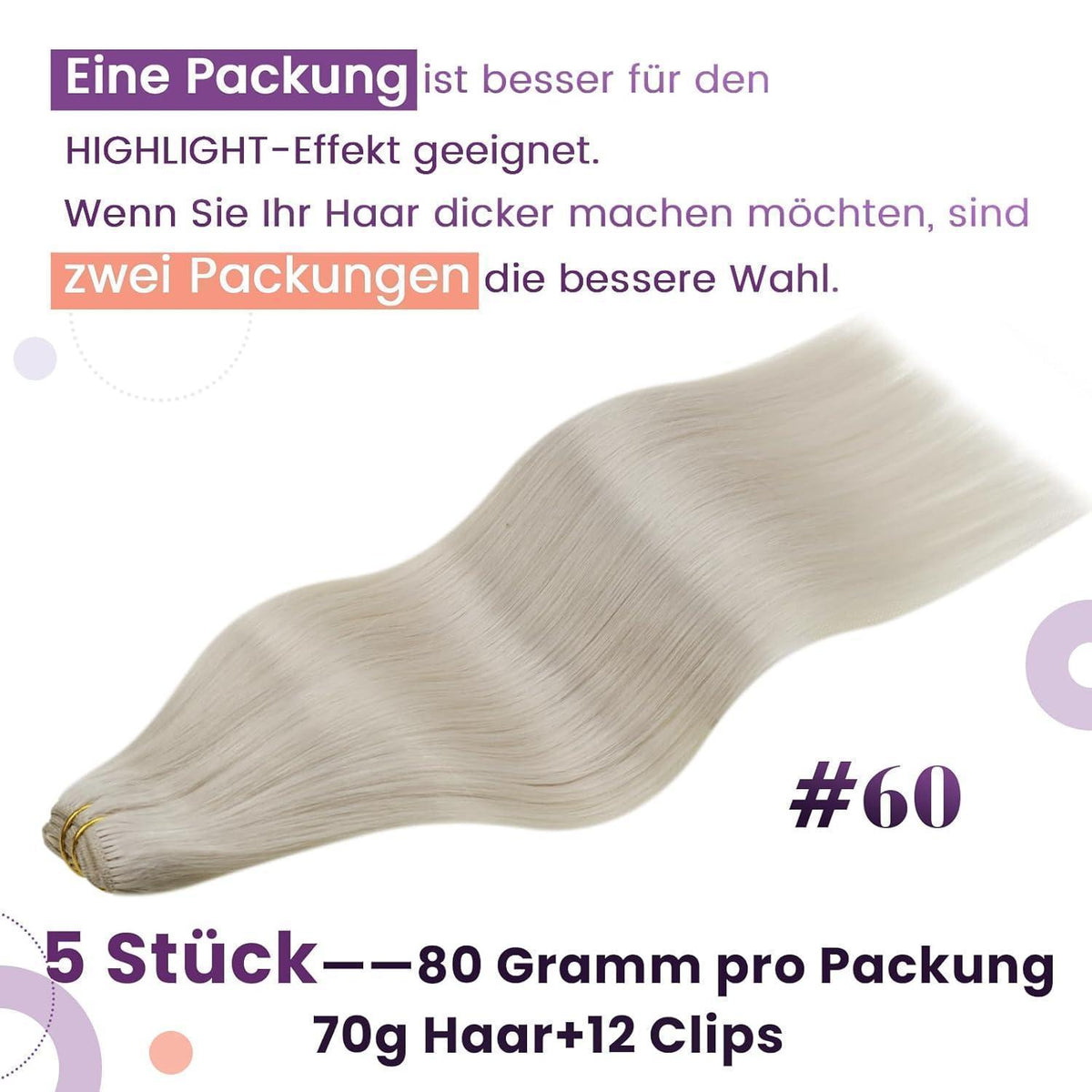 Echthaar Haarverlängerung Blond 50cm - 5er Set