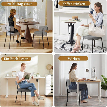 Esszimmerstühle 6er Set mit Boucle Stoff & Metallbeinen Grau