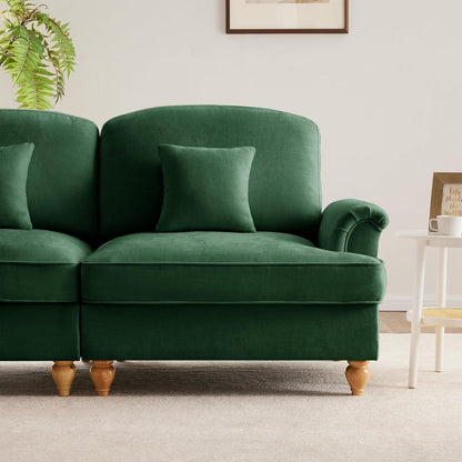Mittelalter Ecksofa L-Formig, 3-Sitzer mit Ottomane, Grün