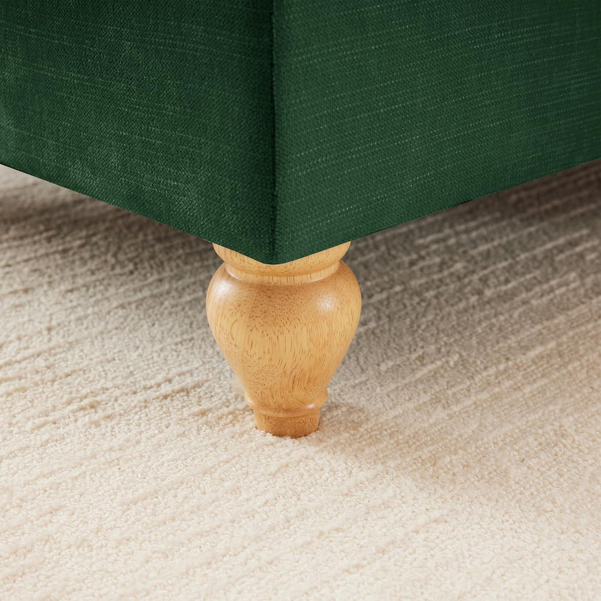 Mittelalter Ecksofa L-Formig, 3-Sitzer mit Ottomane, Grün