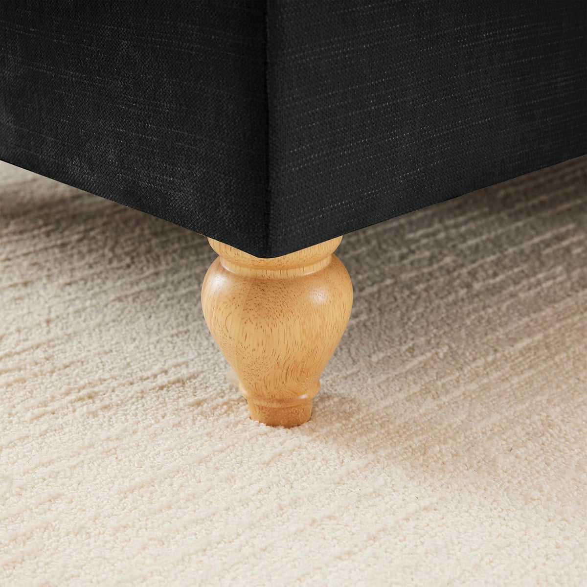 Mittelalter Ecksofa L-Formig mit Ottomane & Rüschenschürze Schwarz