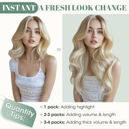 Echthaar Clip-in Extensions Blond Balayage 50cm