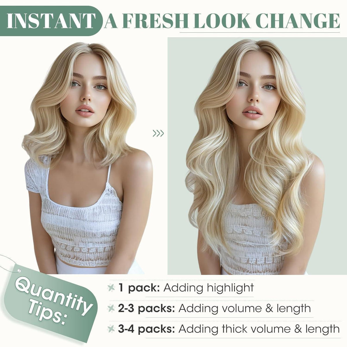 Echthaar Clip-in Blond 45cm Balayage Sandblond