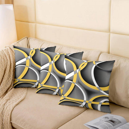 Moderne Kissenbezüge Set 2x 60x60cm Geometrisch Gelb Grau