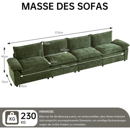 JIEXI Ecksofa mit Schlaffunktion – Grün, 4-Sitzer, Modernes Design
