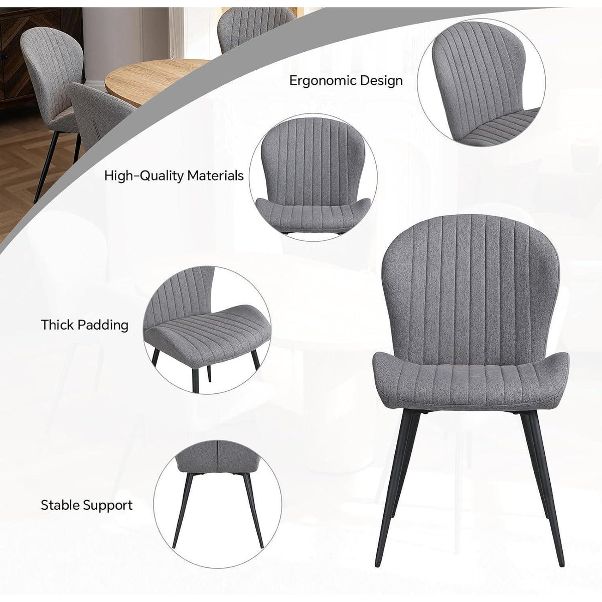 Esszimmerstühle 2er Set – Ergonomisch & Komfortabel Dunkelgrau