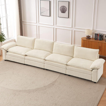 JIEXI Ecksofa mit Schlaffunktion – Beige, 4-Sitzer