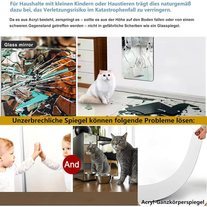 Ganzkörperspiegel 2er Set, selbstklebend 30x120cm