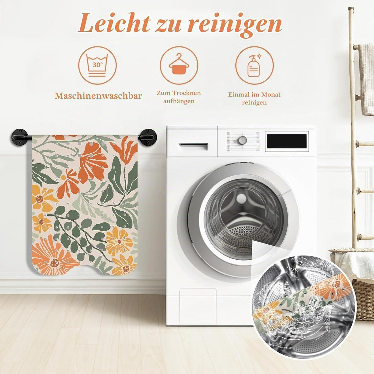 Rutschfeste Badewannenmatte Orange, 100x40 cm – Komfort & Sicherheit
