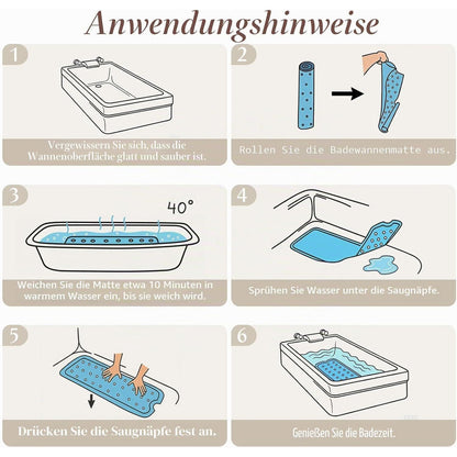 Rutschfeste Badewannenmatte Blau – 100 x 40 cm