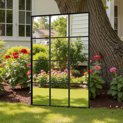 Dekorativer Gartenspiegel 90x60cm mit Aluminiumrahmen