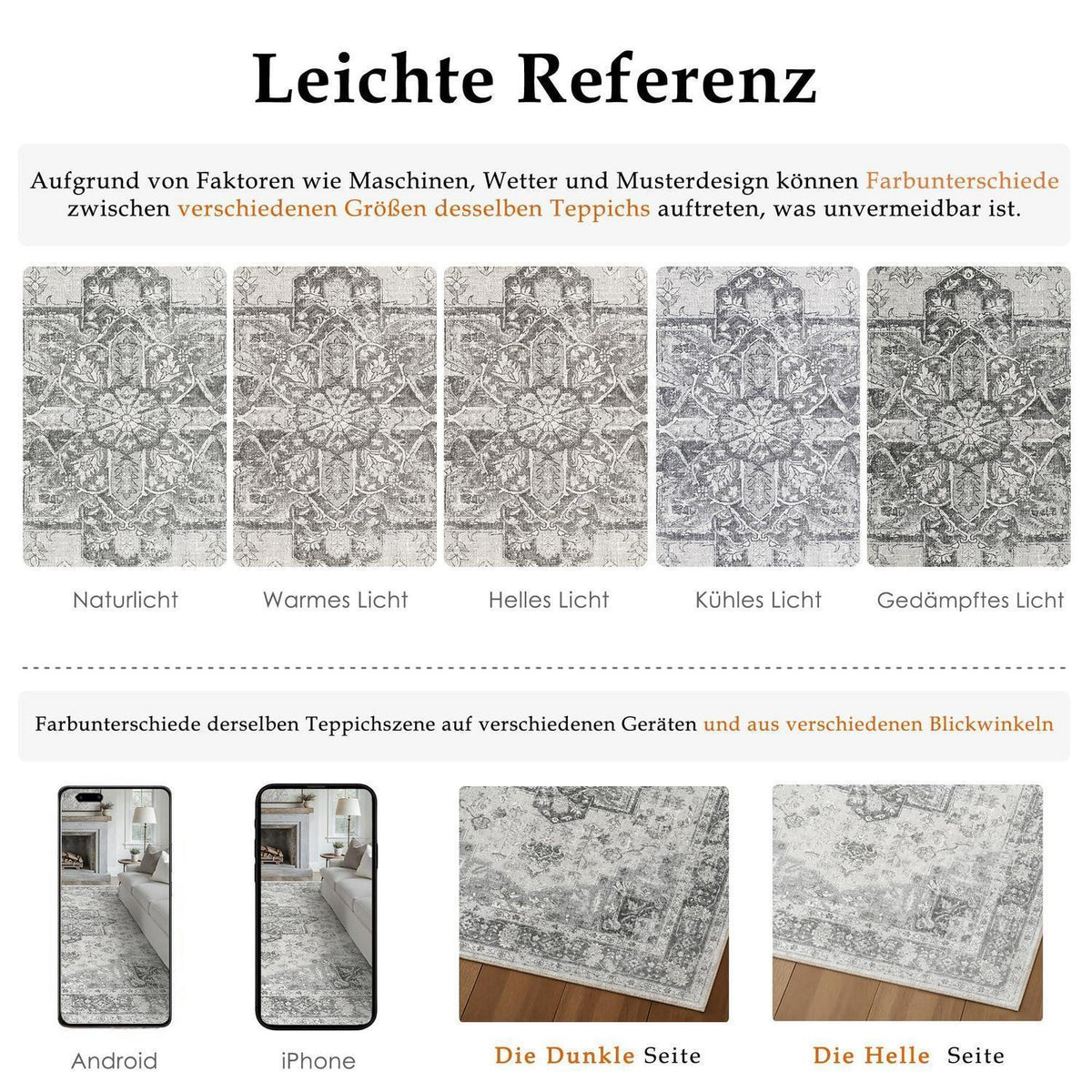 Vintage Teppich Grau 300x400cm Waschbar Rechteckig Wohnzimmer