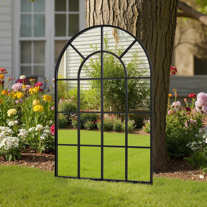 Dekorativer Gartenspiegel 90x60cm mit Aluminiumrahmen