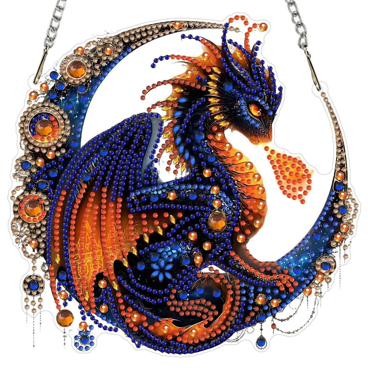 Diamant Painting Drache Anhänger mit Kette – DIY Bastelset