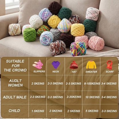 Flauschige Chenille Wolle 4x 100g - Häkeln & Stricken Macaron