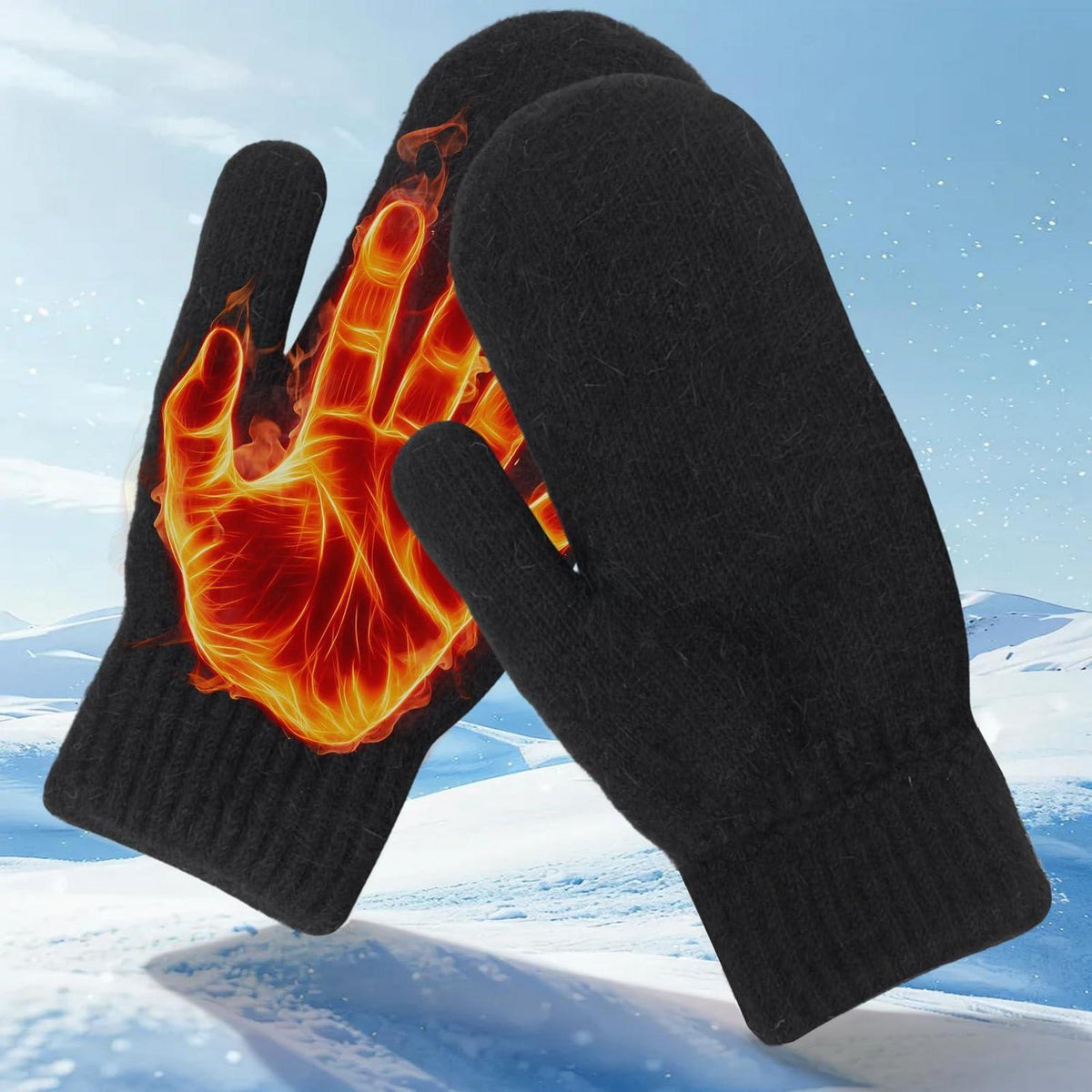 Warme Winterhandschuhe Unisex aus Fleece, Einheitsgröße Schwarz