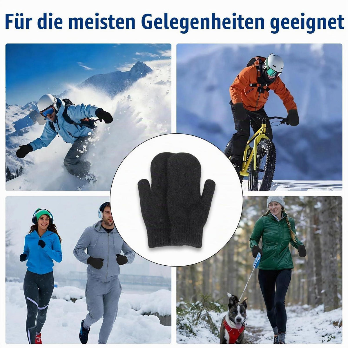 Warme Winterhandschuhe Unisex aus Fleece, Einheitsgröße Schwarz
