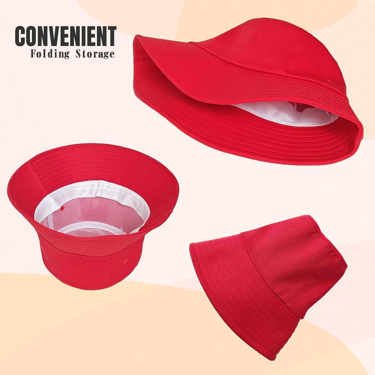 Fischerhut Damen & Herren - Faltbarer Baumwoll-Sommerhut Rot M-L